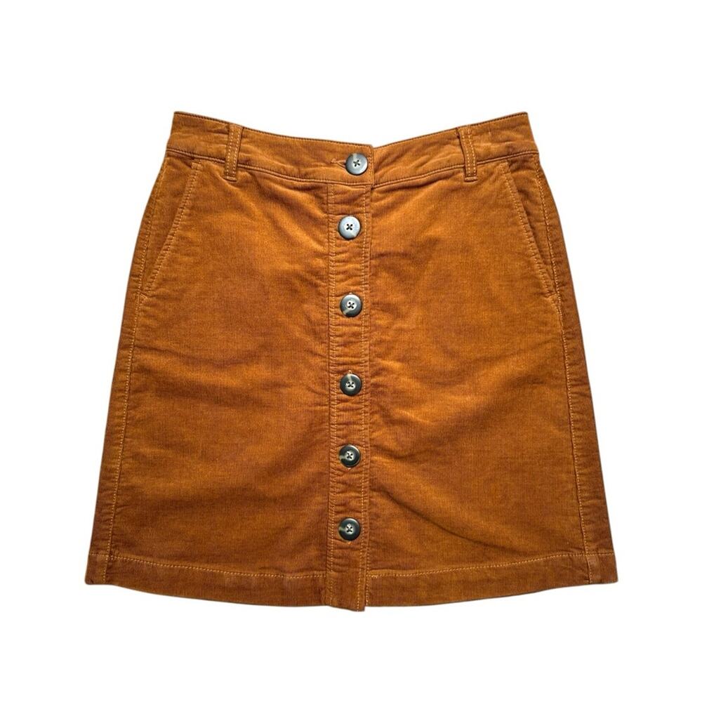 Cabi Tobacco Corduroy Button Front Mini Skirt Size 4